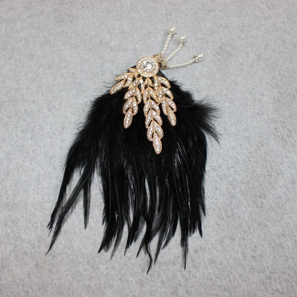 Feather Hair Clip 1920‘s Inspired Cocktail Tea Party Flapper Mardi Gras Cosplay